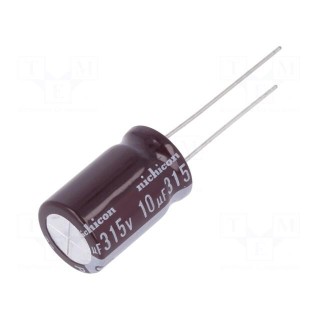 Capacitor: electrolytic | low impedance | THT | 10uF | 315VDC | ±20%