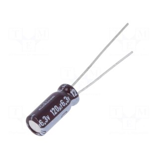 Capacitor: electrolytic | low impedance | THT | 120uF | 6.3VDC | ±20%