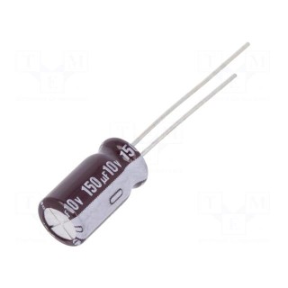 Capacitor: electrolytic | low impedance | THT | 150uF | 10VDC | ±20%