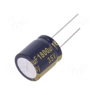 Capacitor: electrolytic | low ESR | THT | 1800uF | 35VDC | Ø18x20mm