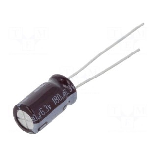 Capacitor: electrolytic | low ESR | THT | 180uF | 6.3VDC | Ø6.3x11mm