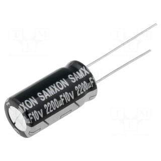 Capacitor: electrolytic | low impedance | THT | 2200uF | 10VDC | ±20%