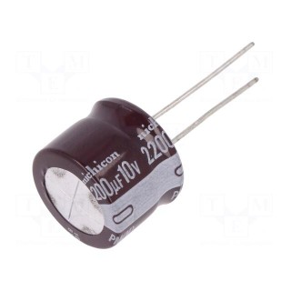 Capacitor: electrolytic | low impedance | THT | 2200uF | 10VDC | ±20%