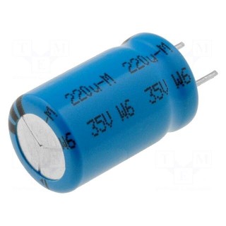 Capacitor: electrolytic | low impedance | THT | 220uF | 35VDC | ±20%