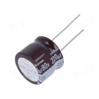 Capacitor: electrolytic | low impedance | THT | 220uF | 80VDC | ±20%