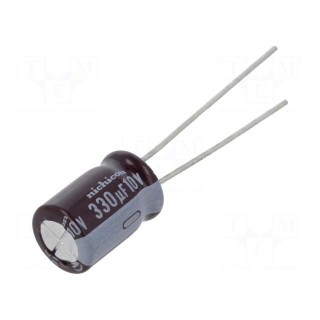 Capacitor: electrolytic | low ESR | THT | 330uF | 10VDC | Ø8x11.5mm