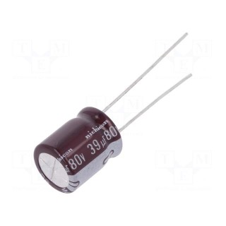 Capacitor: electrolytic | low ESR | THT | 39uF | 80VDC | Ø10x12.5mm