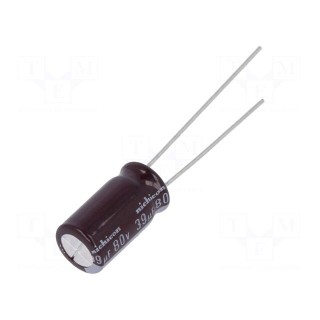 Capacitor: electrolytic | low impedance | THT | 39uF | 80VDC | Ø8x15mm