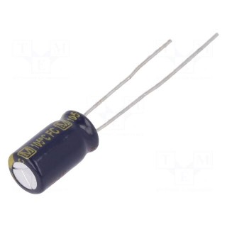 Capacitor: electrolytic | low ESR | THT | 100uF | 25VDC | Ø6.3x11.2mm