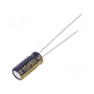 Capacitor: electrolytic | low ESR | THT | 10uF | 50VDC | Ø5x11mm | ±20%