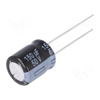 Capacitor: electrolytic | low ESR | THT | 150uF | 50VDC | Ø10x12.5mm