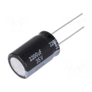 Capacitor: electrolytic | low impedance | THT | 2200uF | 35VDC | ±20%