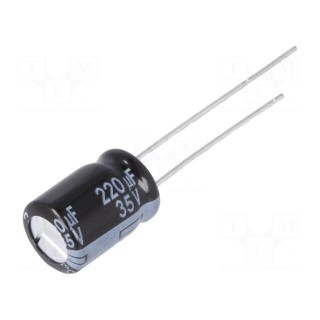 Capacitor: electrolytic | low ESR | THT | 220uF | 35VDC | Ø8x11.5mm