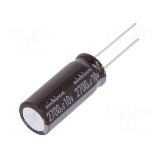 Capacitor: electrolytic | low ESR | THT | 2700uF | 10VDC | Ø12.5x30.5mm