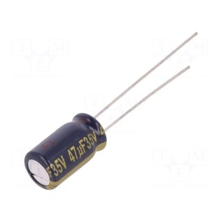 Capacitor: electrolytic | low ESR | THT | 47uF | 35VDC | Ø6.3x11.2mm