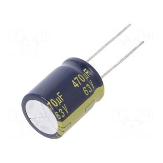 Capacitor: electrolytic | low impedance | THT | 560uF | 63VDC | ±20%