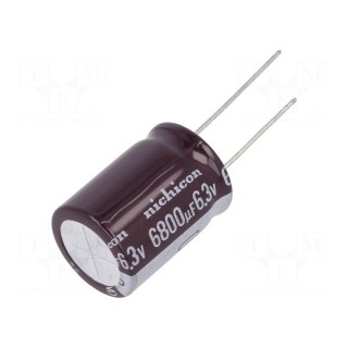 Capacitor: electrolytic | low ESR | THT | 6800uF | 6.3VDC | Ø18x25mm