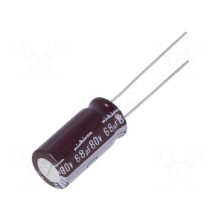 Capacitor: electrolytic | low impedance | THT | 68uF | 80VDC | Ø10x20mm