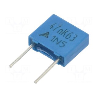 Capacitor: polyester | 0.047uF | 40VAC | 63VDC | 5mm | ±10% | -55÷125°C