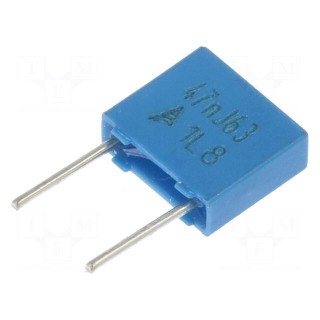 Capacitor: polyester | 47nF | 40VAC | 63VDC | Pitch: 5mm | ±5% | -55÷125°C