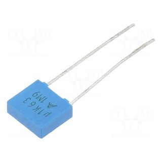 Capacitor: polyester | 0.1uF | 40VAC | 63VDC | 5mm | ±10% | 7.3x6.5x2.5mm