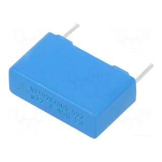 Capacitor: polyester | 0.22uF | 200VAC | 450VDC | 15mm | ±5% | 18x11x6mm