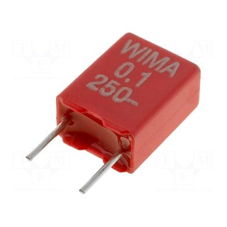 Capacitor: polyester | 100nF | 160VAC | 250VDC | 5mm | ±10% | -55÷100°C