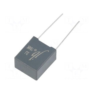 Capacitor: polyester | 100nF | 630VDC | Pitch: 10mm | ±10% | 13x8x16mm