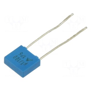 Capacitor: polyester | 100nF | 63VAC | 100VDC | 5mm | ±5% | 7.3x6.5x2.5mm