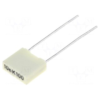 Capacitor: polyester | 10nF | 63VAC | 100VDC | 5mm | ±10% | 2.5x6.5x7.2mm