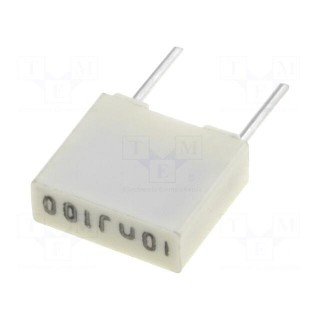 Capacitor: polyester | 10nF | 63VAC | 100VDC | 5mm | ±5% | 7.2x2.5x6.5mm