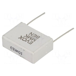Capacitor: polyester | 10uF | 40VAC | 63VDC | 22.5mm | ±10% | 9x18.5x26mm