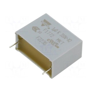 Capacitor: polyester | 1uF | 310VAC | 27.5mm | ±10% | 31.5x25x15mm | THT
