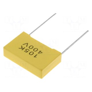 Capacitor: polyester | 1uF | 400VDC | Pitch: 22.5mm | Mounting: THT