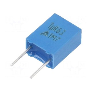Capacitor: polyester | 1uF | 40VAC | 63VDC | 5mm | ±10% | 7.3x9.5x4.5mm
