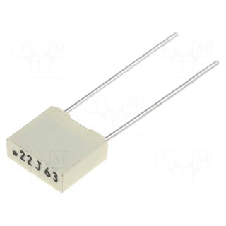 Capacitor: polyester | 220nF | 40VAC | 63VDC | 5mm | ±5% | 2.5x6.5x7.2mm