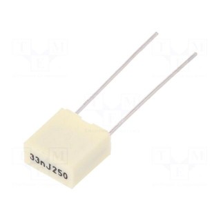 Capacitor: polyester | 33nF | 160VAC | 250VDC | Pitch: 5mm | ±5%
