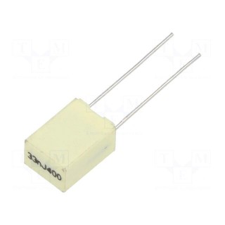 Capacitor: polyester | 33nF | 200VAC | 400VDC | 5mm | ±5% | 7.2x5x10mm