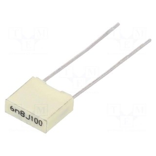 Capacitor: polyester | 6.8nF | 63VAC | 100VDC | 5mm | ±5% | 7.2x2.5x6.5mm
