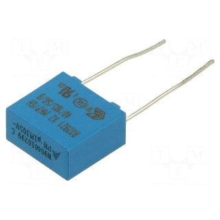 Capacitor: polypropylene | X2 | 100nF | 13x12x6mm | THT | ±20% | 10mm