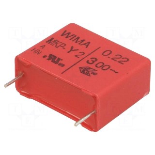 Capacitor: polypropylene | Y2 | 220nF | 11x21x26.5mm | THT | ±10%