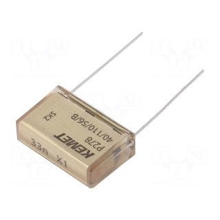 Capacitor: paper | X1 | 33nF | 480VAC | 22.5mm | ±20% | THT | Series: P278