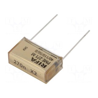 Capacitor: paper | X2 | 270nF | 275VAC | 25.4mm | ±10% | THT | PME271M