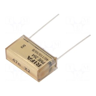Capacitor: paper | X2 | 47nF | 660VAC | Pitch: 25.4mm | ±20% | THT | PME264
