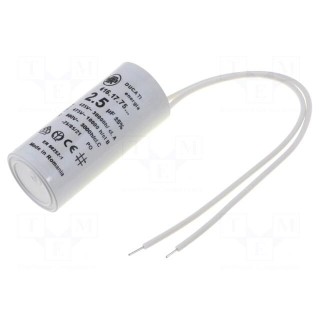 Capacitor: motors, run | 2.5uF | 475VAC | Ø25x55mm | -25÷85°C | ±5%