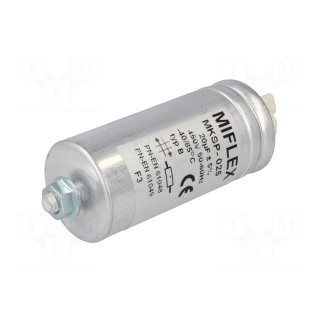 Capacitor: for discharge lamp | 20uF | 450VAC | ±5% | Ø40x88mm