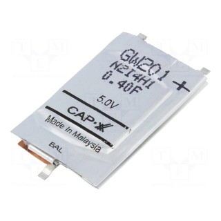 Supercapacitor | SMD | 0.4F | 5VDC | ±20% | 28.5x17x2.7mm | 30A | -40÷70°C