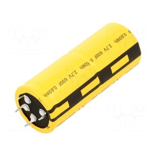 Supercapacitor | SNAP-IN | 600F | 2.7VDC | -5÷10% | Ø35x87.5mm | 2.6mΩ