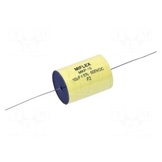Capacitor: polypropylene | 10uF | 600VDC | ±5% | Ø36x44mm | Leads: axial