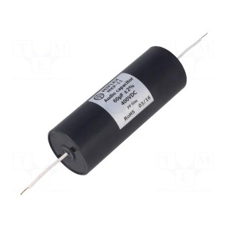 Capacitor: polypropylene | 60uF | 400VDC | ±2% | -25÷85°C | Leads: axial